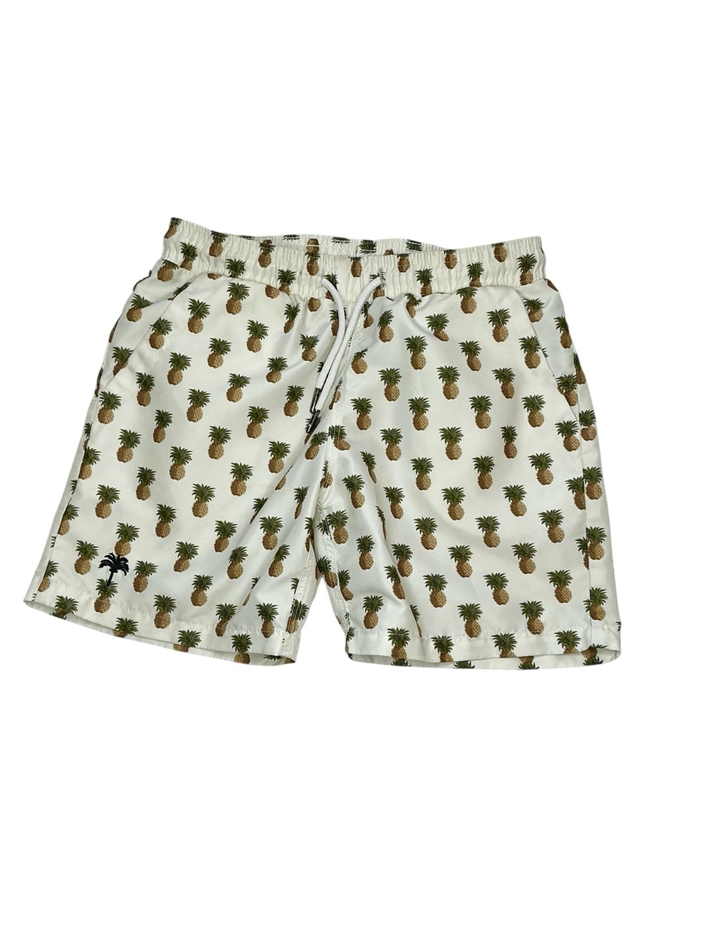 OAS Kids Pineapple Print Swim Trunks Cream with Brown & Beige Pineapples Size 10